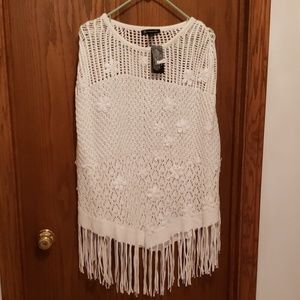 NWT White Summer Knit Poncho INC